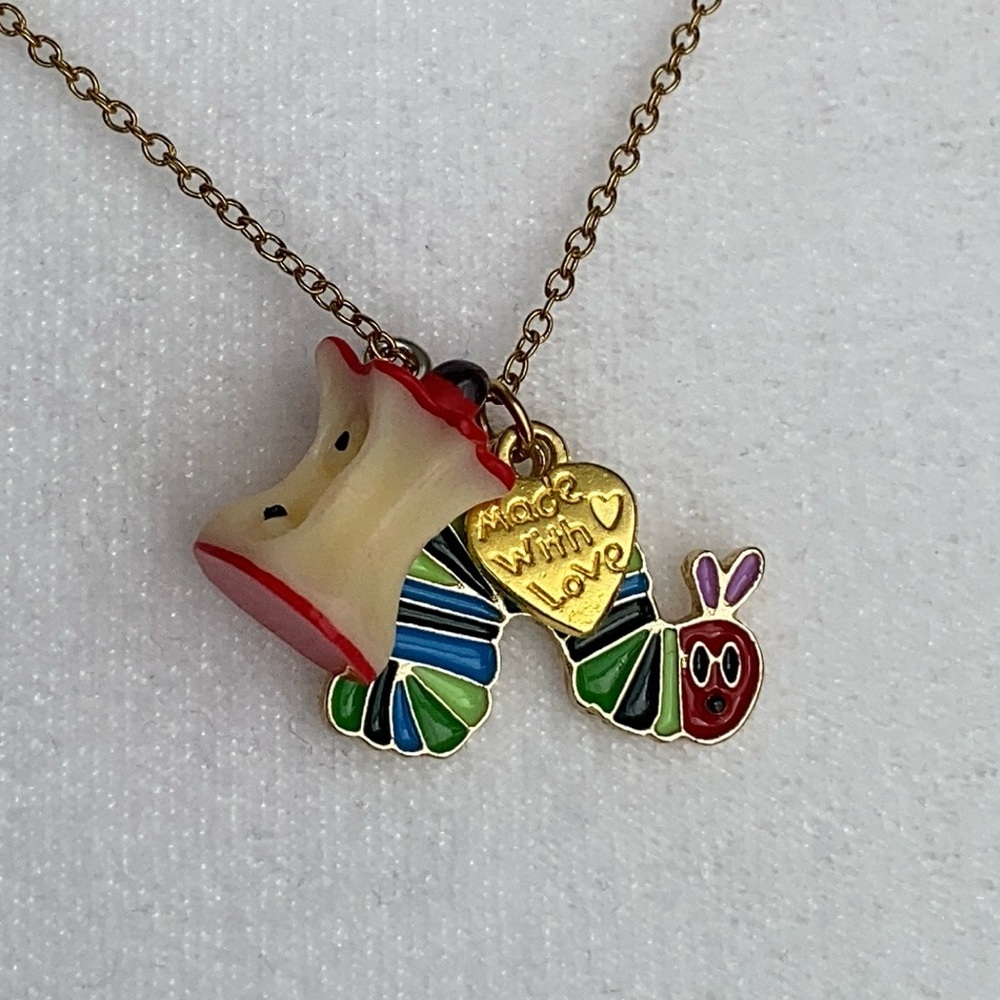 Handmade The Very Hungry Caterpillar Necklace 18K Gold Stainless‎ Steel